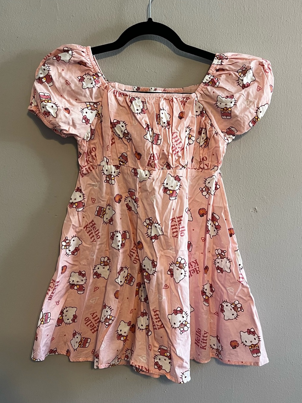 Hello Kitty Pink Puff-Sleeve Kids Dress | Size Girls M (8)